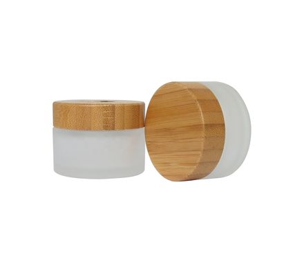 Berijpte van het Bamboe Kosmetische Containers van de Glasroom 50g 15g 30g van de het Glaskruik de Zorghuid
