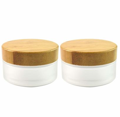 Berijpte van het Bamboe Kosmetische Containers van de Glasroom 50g 15g 30g van de het Glaskruik de Zorghuid