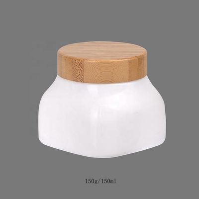 150g vierkant OPAL Glass Serum Bottles With-van de het Gezichtszorg van de Bamboeroom de Kruikschoonheidsmiddel