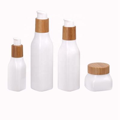 150g vierkant OPAL Glass Serum Bottles With-van de het Gezichtszorg van de Bamboeroom de Kruikschoonheidsmiddel