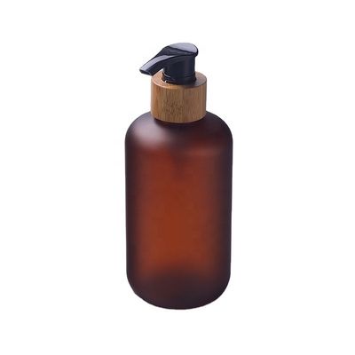 250ml berijpte Amber Cosmetic-HUISDIERENfles met Bamboepomp