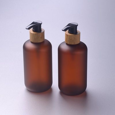 250ml berijpte Amber Cosmetic-HUISDIERENfles met Bamboepomp