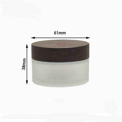 van het de Schouderglas van 15g 30g 50g de Schuine Kosmetische Kruik met Bruine Houten Dekselroom