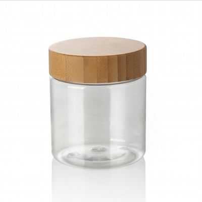 250ml de Vriendschappelijke Navulbare Schoonheidsmiddel Berijpte Plastic Kruik van HUISDIERENeco met Bamboedeksel