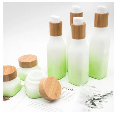 De groene Container van de het Dekselglb Kosmetische Lotion van Gradiëntopal glass bottle with wood