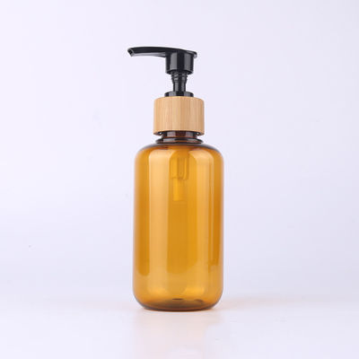 Amber Glass Bamboo Cosmetic Bottle met de Houten GLB-Spuitbus van de Gravurelotion