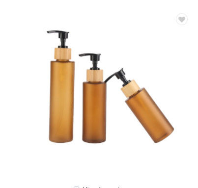 Amber Frosted Shampoo Glass Bottle 100ml 150ml 200ml met de Pomp van de Bamboelotion