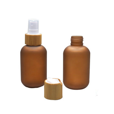 250ml berijpte Amber Cosmetic-HUISDIERENfles met Bamboepomp