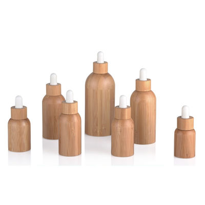 De Fles van de glasetherische olie met Zorg de Veilig voor kinderen van de de Luxehuid van het Bamboedruppelbuisje