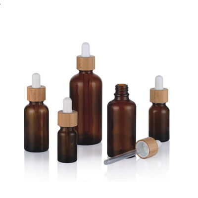 1oz lege Amber Black Essential Oil Glass-Druppelbuisjeflessen met Bamboedeksels