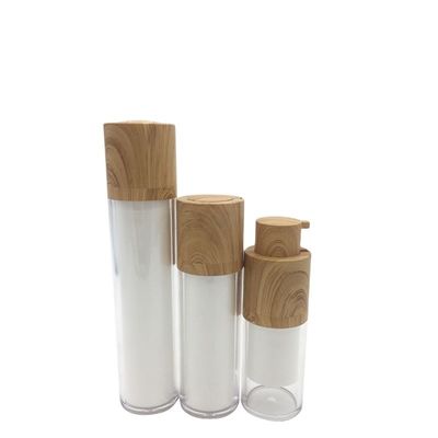 De hete fles zonder lucht van de de vacuümpomp kosmetische lotion van het verkoop witte dubbele roterende bamboe