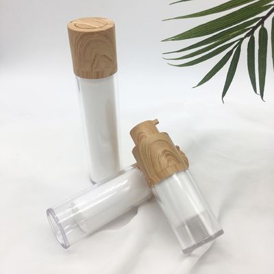 De hete fles zonder lucht van de de vacuümpomp kosmetische lotion van het verkoop witte dubbele roterende bamboe