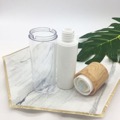 De hete fles zonder lucht van de de vacuümpomp kosmetische lotion van het verkoop witte dubbele roterende bamboe