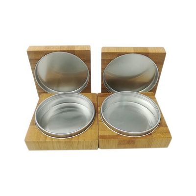 De lege Kosmetische Containers van het Kruikenaluminium met bamboedekking/oogschaduwpoeder