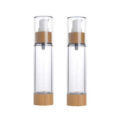 fles zonder lucht van de de flessen30ml 50ml de plastic pomp van de vacuümpomplotion met bamboedeksel