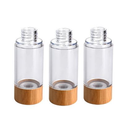 fles zonder lucht van de de flessen30ml 50ml de plastic pomp van de vacuümpomplotion met bamboedeksel