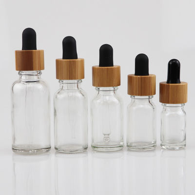 100ml de Kosmetische Fles van het etherische olieglas met Bruine de Zorghuid van het Bamboedruppelbuisje