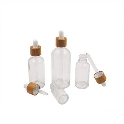 1oz lege Amber Black Essential Oil Glass-Druppelbuisjeflessen met Bamboedeksels