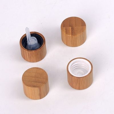 Lege Kosmetische Bruin van de etherische oliefles met 18mm Bamboe Houten Schroefdeksel