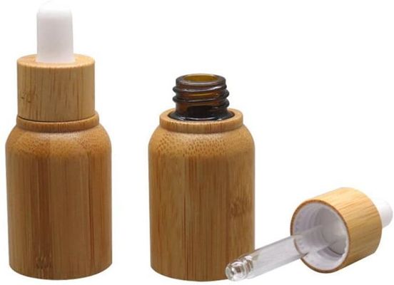 De Fles van de glasetherische olie met Zorg de Veilig voor kinderen van de de Luxehuid van het Bamboedruppelbuisje